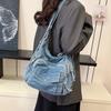 Minimalistische Denim-Tasche mit großer Kapazität und mehreren Taschen für den täglichen Gebrauch