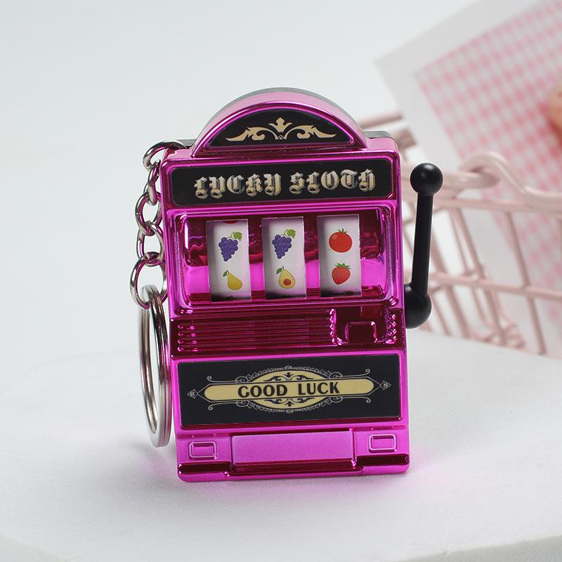 Fruit Slot Machine Keychain Dollhouse Lucky Charm Jackpot Keychains Mini Pendant Bag Charm Novelty Gifts for Adults Home Decor