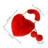 Women's Heart Shaped Faux Fur Wallet Purse Chain Shoulder Bag Winter Tote Purse Messenger Satchel