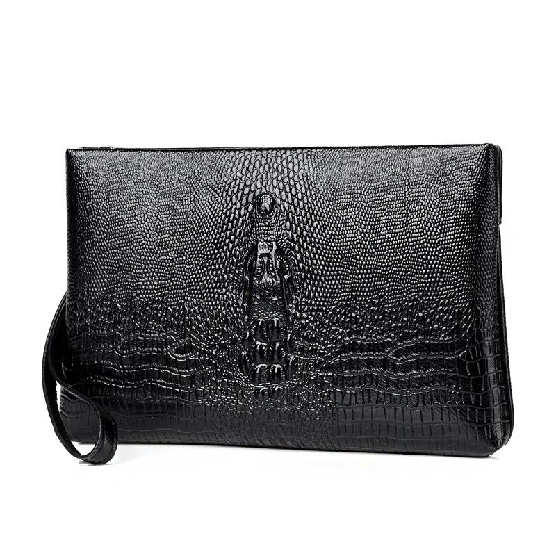 Crocodile Pattern Zipper Wristlet Bag PU Leather Men Clutch Bag Large Capacity Envelope Bag Money CellPhone Purses And Handbags