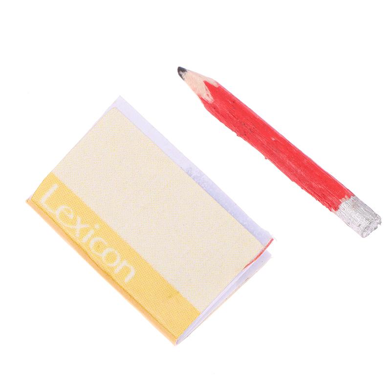 1 sett 1:12 Dukkehus Miniatyr Notebook Blyant Viskelær Student Skrivesaker Modell Barn Late Leke Leke Dukkehus tilbehør