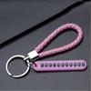 Trendy Diy Mobile Phone Number Plate Pendant Keychain For Men Punk Simple Woven Leather Rope Anti-Lost Car Key Chain Accessories