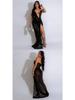 Sexy durchsichtiges Netzkleid mit hohem Schlitz für Damen