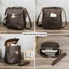 Men Top Grain Crazy Horse Leather Crossbody Bag Multi-Zipper Pockets Vintage Texture