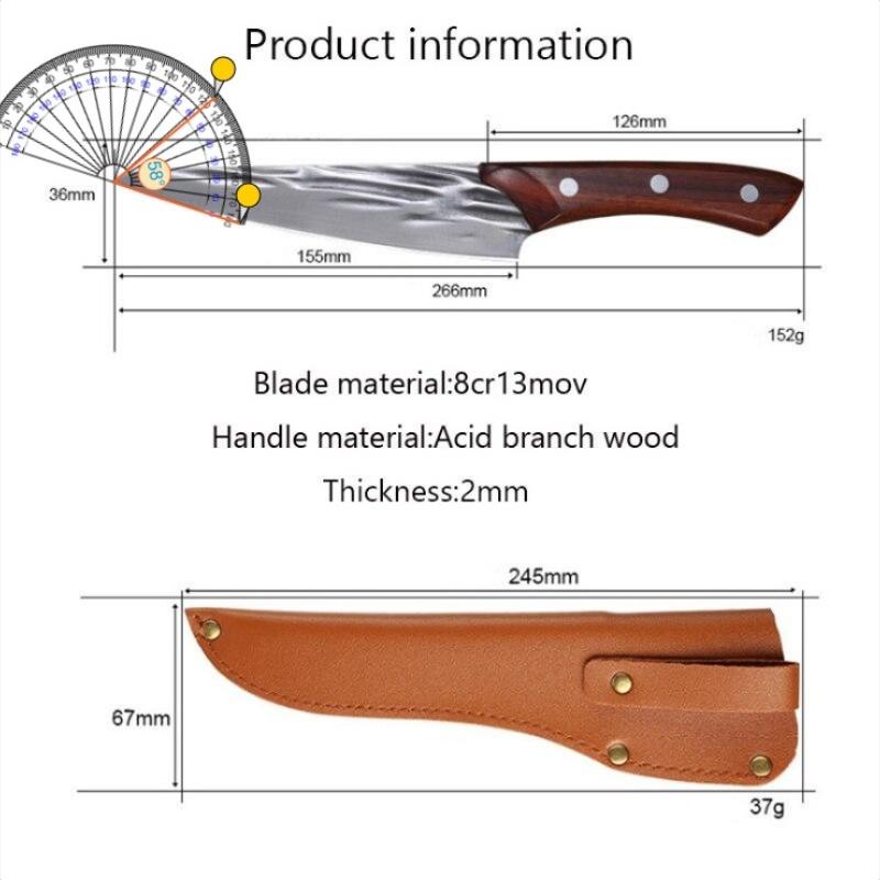 6 Inch Japanese Knife Handmade Forged Fruit Paring Knife Natural Wood Handle Utility Knives