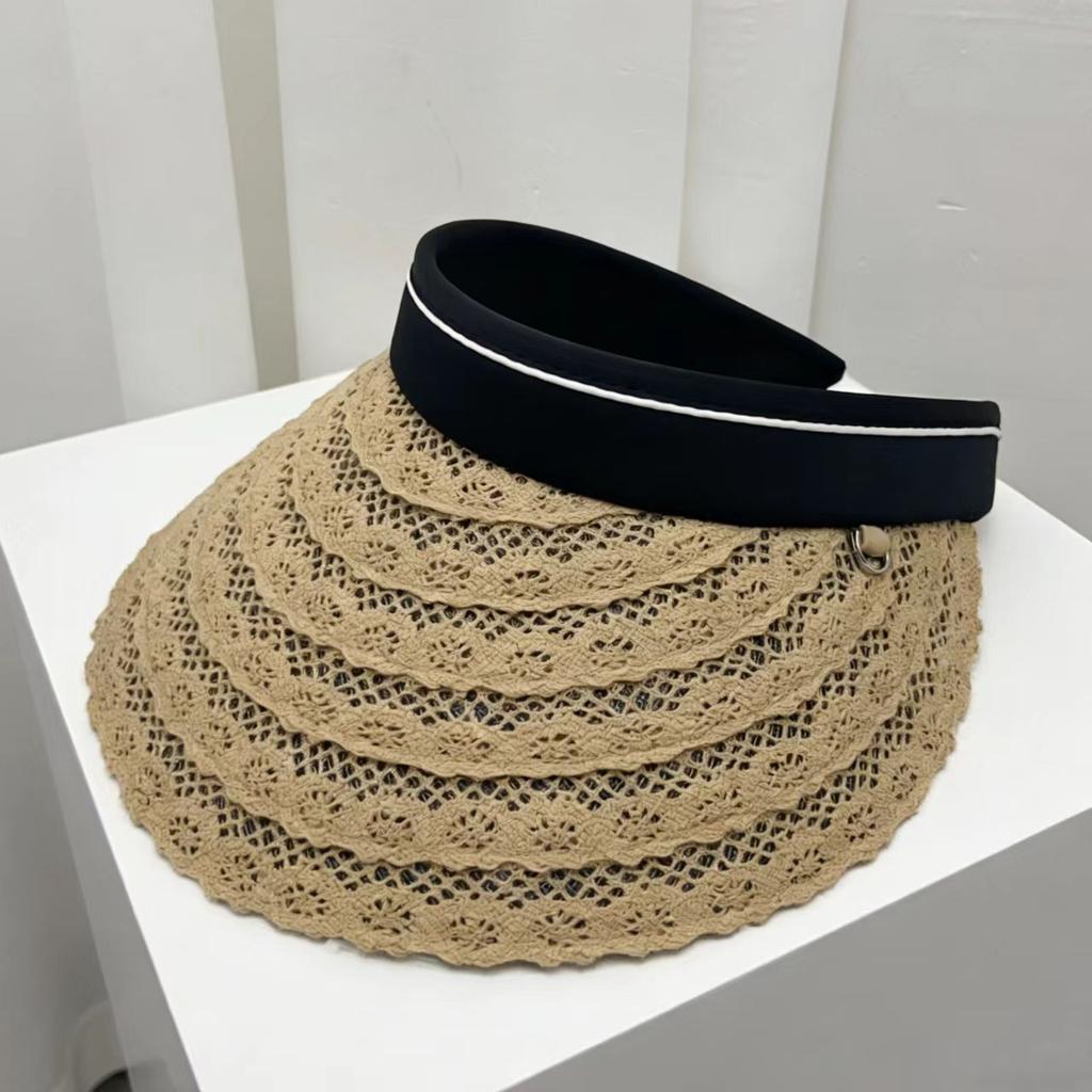 New Lace Sun-protection Empty Hat for Women, Outdoor Travel Fashionable Versatile Sun Hat, Vacation Beach Sun Hat