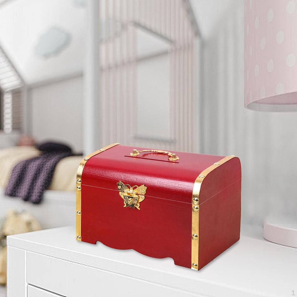 Jewelry Storage Chest, Keepsake Box, Vintage Kids Piggy Bank, Treasure Chest for Adults,