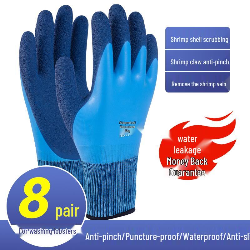 Anti-Slip Waterproof Gloves for Seafood Handling: Protects Against Crayfish, Shrimp, Crab, Fish Bites & Pricks