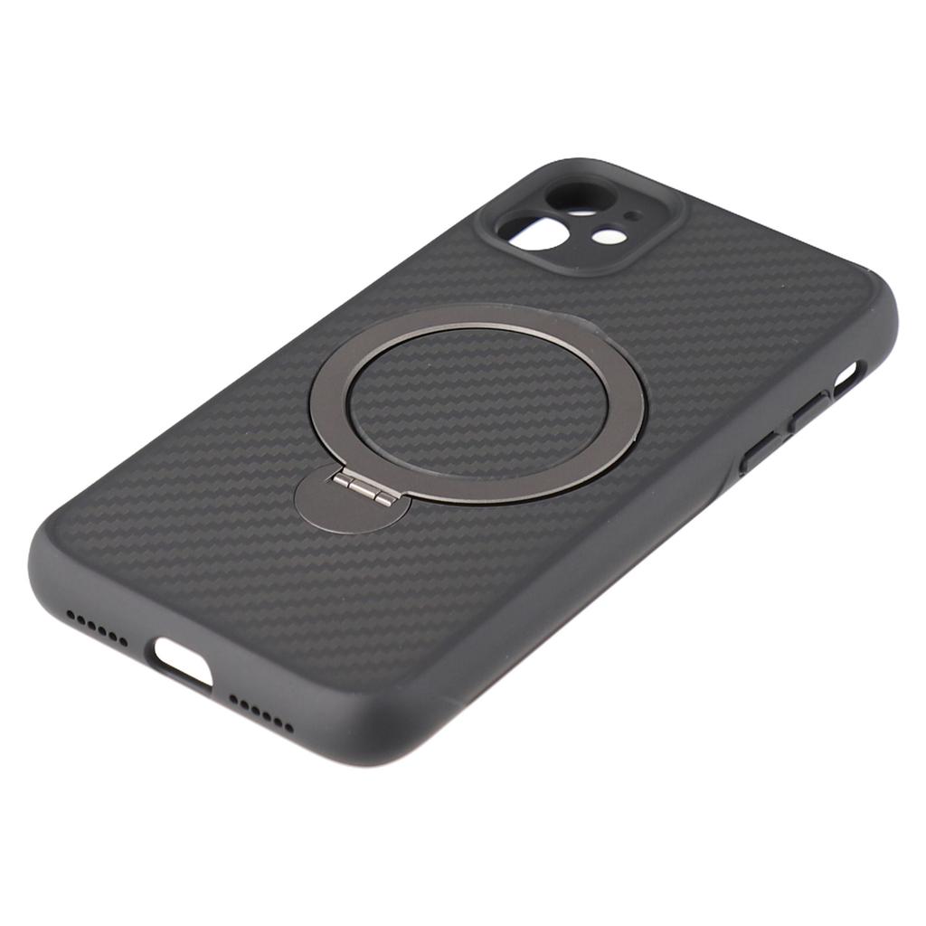 For iPhone 11 Case Compatible with MagSafe Kickstand TPU+PC Phone Cover Carbon Fiber Texture