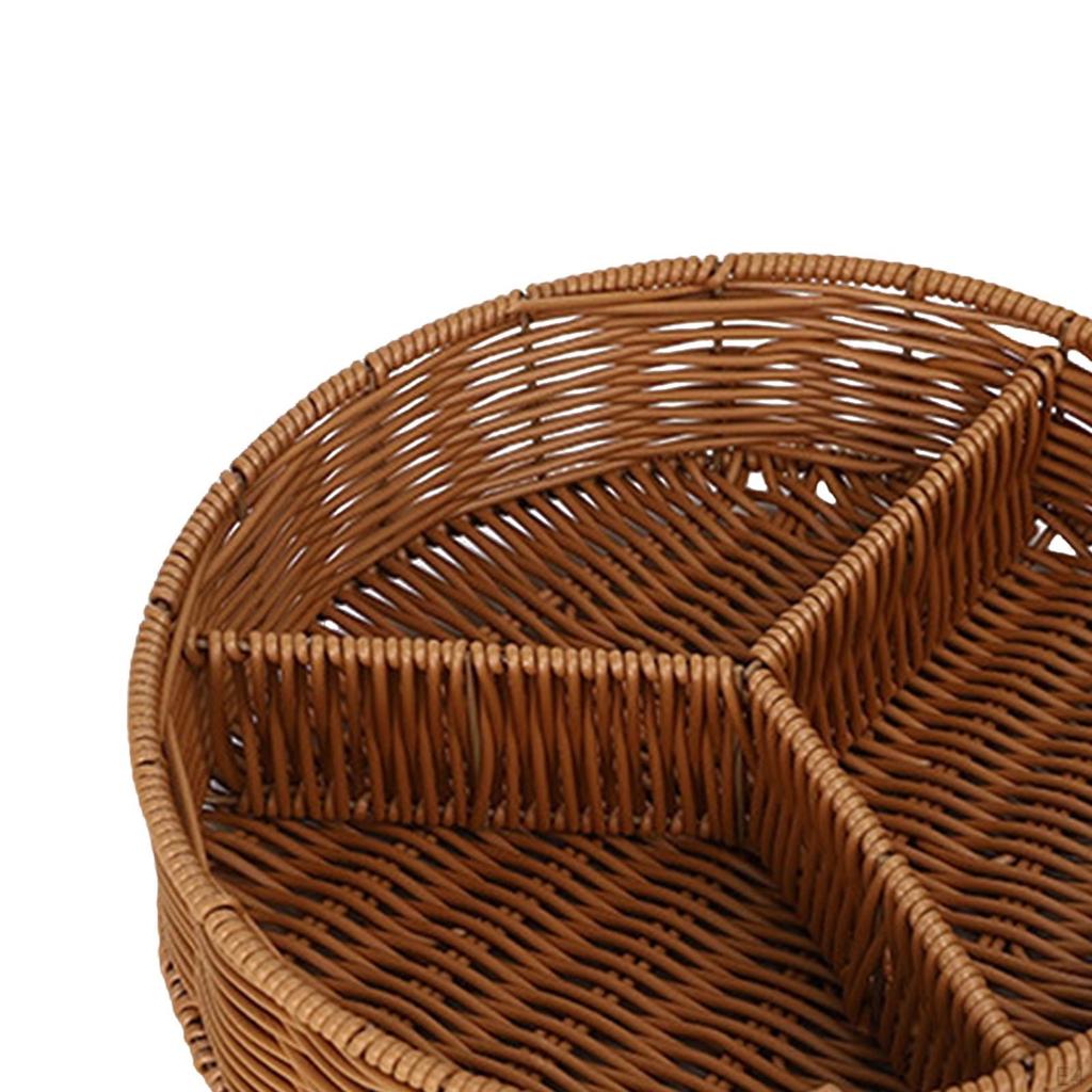 Panier de service tissé à la main, plateau en rotin imitation, plateaux d'assiettes de fruits, osier fait à la main