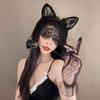 Black Sexy Cat Ears Headband Female Lace Mask Eye Mask Face Mask Mesh Veil Hair Accessories Halloween Headgear