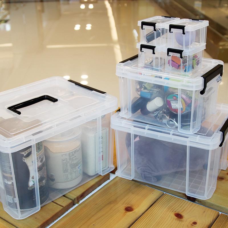 2pcs Mini Plastic Storage Box Transparent Toy Car Clothing Portable Household Goods Storage