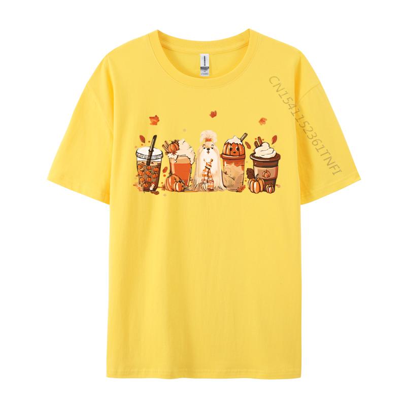 Casual T Shirt ShihTzu Dog Coffee Drink Pumpkin Special Tshirt Men Tee Shirts Soft Texture Man Clothing 3d Printed T Shirts