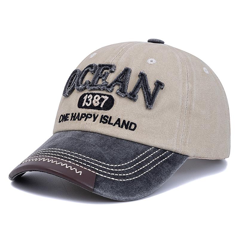 New Style Unisex Baseball Cap OCEAN 1387 Letter Embroidery Dad Hat Women Men Outdoor Washed Cotton Cap