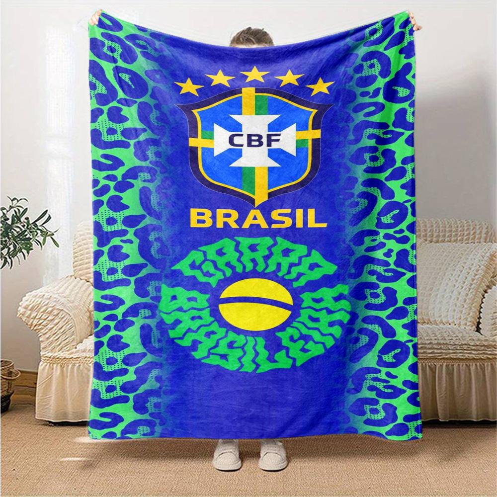 Brasil CBF Print Flannel Blanket High Quality Warm Comfortable Cover for All Seasons Perfect for Gifts Home Decor