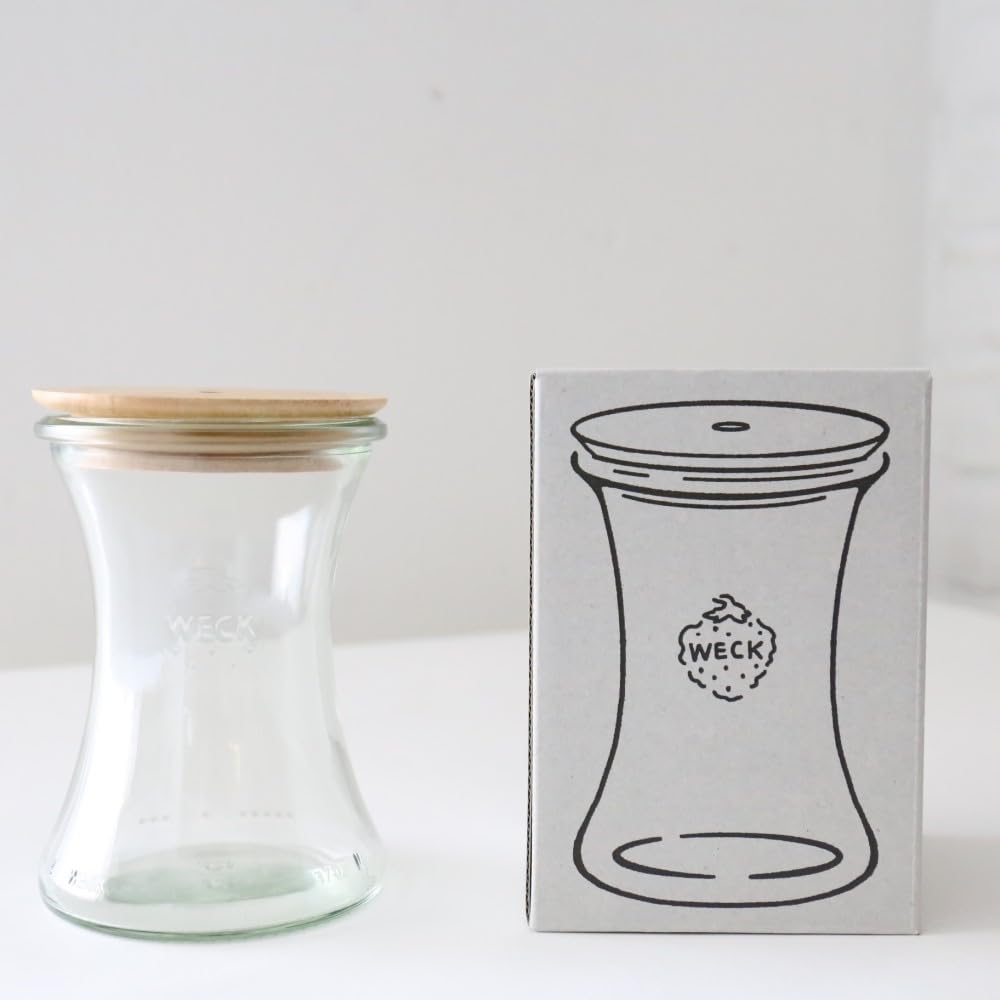 

Weck Gift Box Drink Bottle, Delicatessen, 330ml, with Perforated Wooden Lid, WE-S224