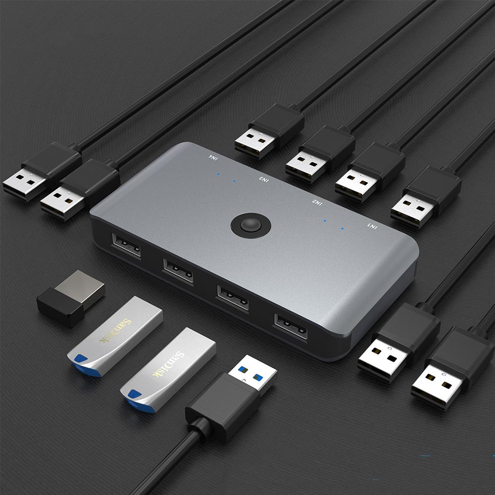 4 Port Usb Switch Selector Kvm Switch for Mouse Keyboard Printing Share Computer KVM Switches