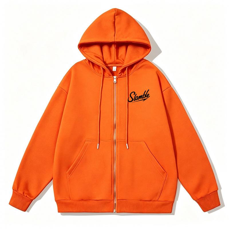 Unisex Slamble Print Loose Casual Zipper Hoodie