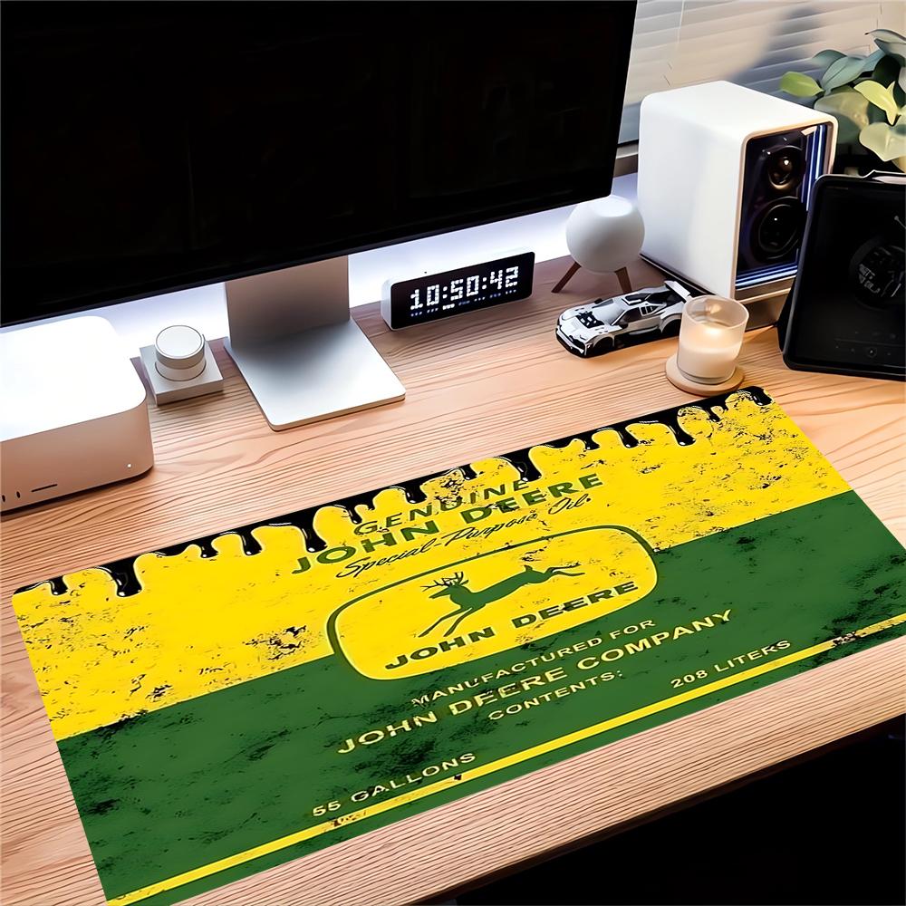 John Deere Oil Label Large Gaming Mouse Pad Nonslip Rubber Base Waterproof Desk Mat For Office Pc Laptop
