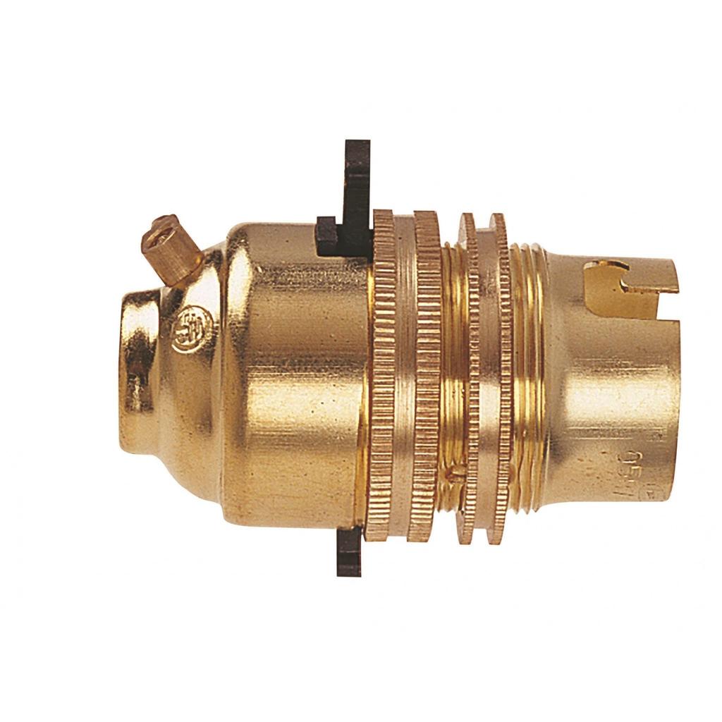 Dencon BC Brass 1/2in Switched Lamp Holder