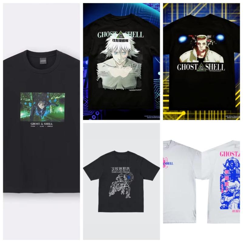 Ghost in The Shell T-shirts Men's Anime Oversized Graphic T-Shirt Japanese Old School Anime T-shirt Y2k Women's Clothes Male Top