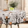 1 Retro Halloween Tablecloth, Brown Skull Background, Country Grid And Pumpkin, Halloween Gift