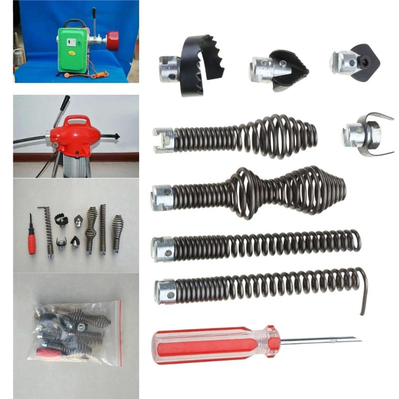 16mm Drain Unblocking Machine Parts Drain Cleaner Combination Cutter Heads Set Pipe Unblocking Tool for Kitchen Bathroom