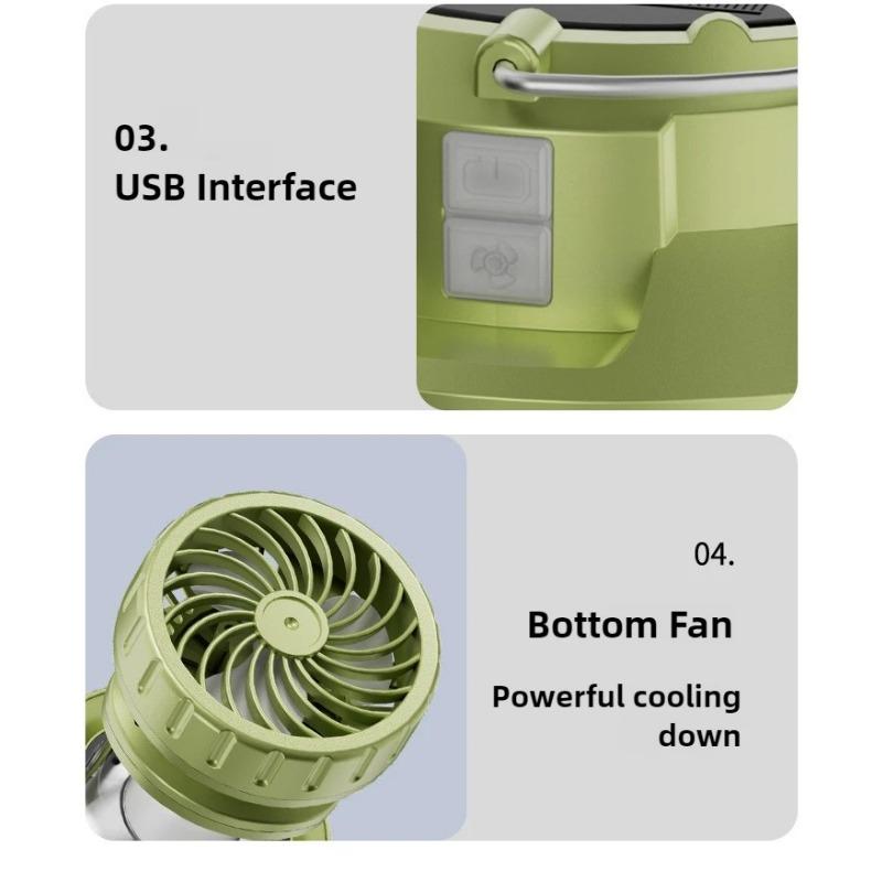 Barbecue fan camping light rechargeable tent environmental light outdoor portable emergency work light bright flashlight fishing hiking