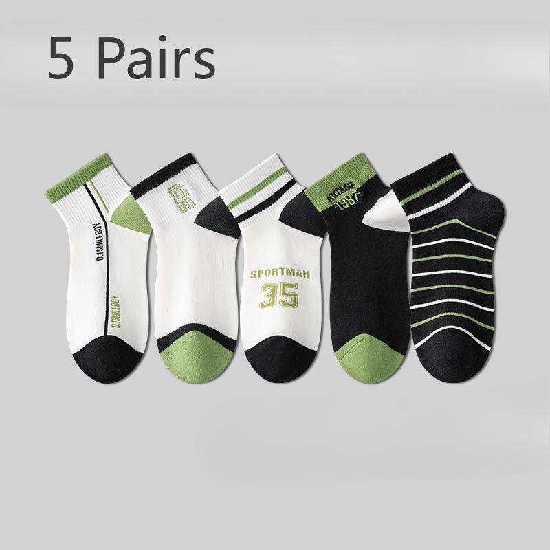 5 Pairs of Boys Summer Thin Deodorizing Youth Sports Basketball Socks