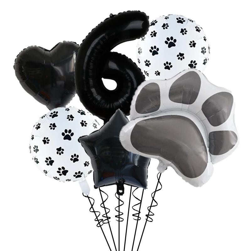 Black Puppy Paw Birthday Party Decor Cat Paw Party Supplies Tableware Cup Plates Balloons For Kids Favors Gifts Baby Shower