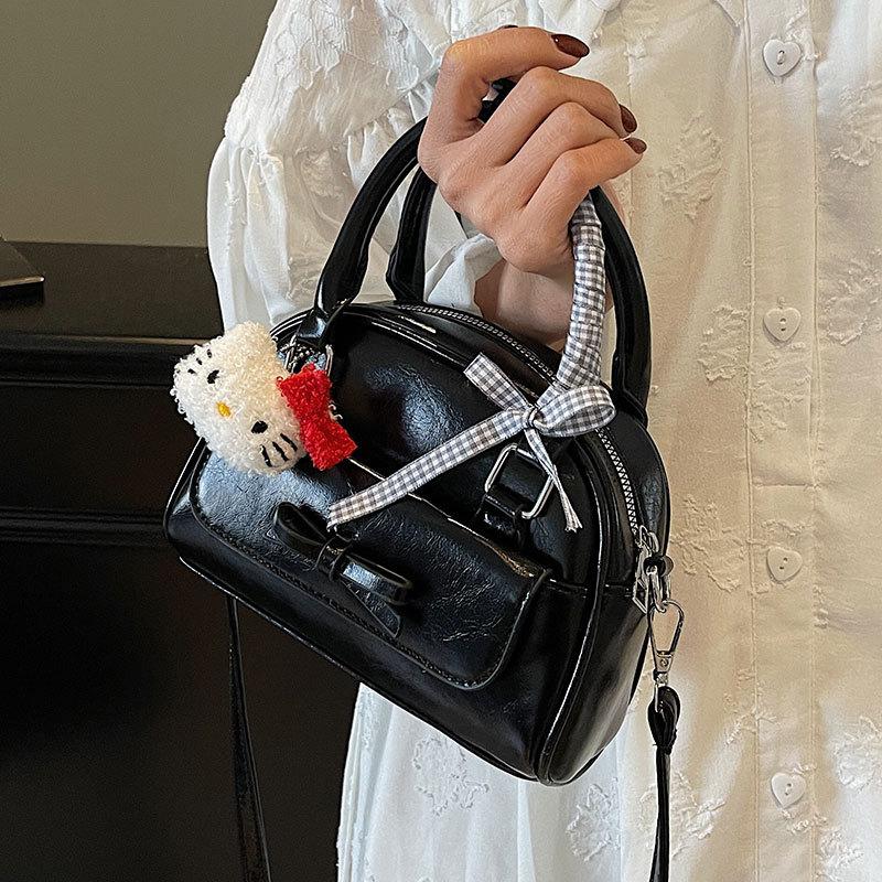 South Korea's Popular Simple Niche Portable Bowling Bag High-end Texture Ballet Style Commuter Versatile Messenger Bag Women