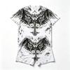 Summer Fashion Y2K Vintage Cross Skull Wings Graphic Printed Round Neck Short Sleeved T-Shirt And Shorts Set Men's and Women's T-shirt Shorts Set