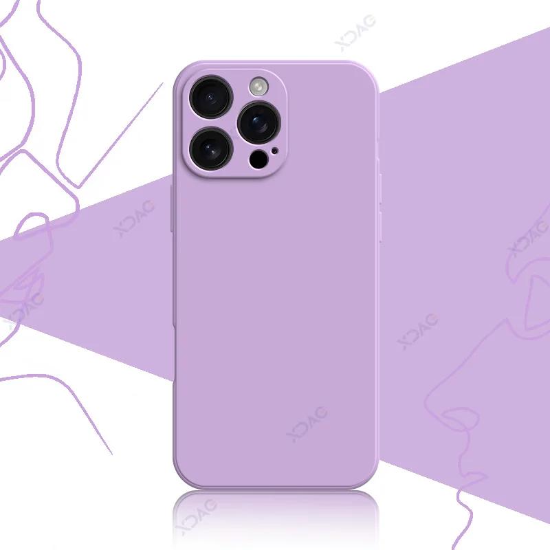 Luxury Square Liquid Silicone Case Cover for iPhone 16 Pro Max Plus iPhone16 16Pro 16Plus 16ProMax Soft Shockproof Phone Housing