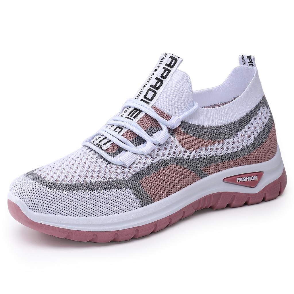 Shoes Women's Shoes Large Size Sneakers Flying Woven Single Shoes Breathable Casual Shoes Comfortable Shoes Children's Lace-up Running Shoes