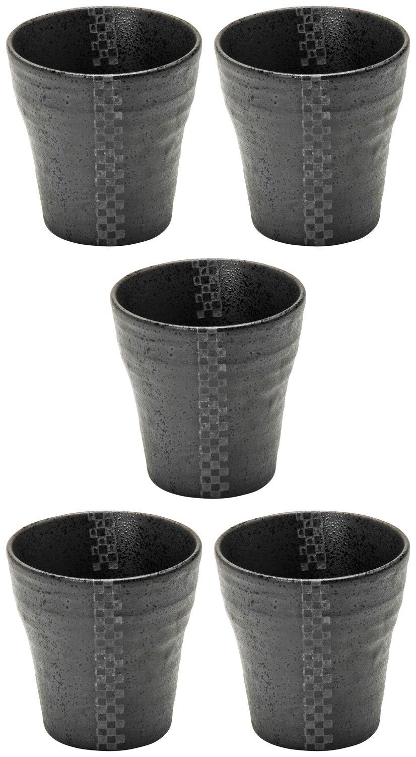 

Набор для сётю из керамики Мино, чашки черно-серебристые, маленькие, 5, глазурь, глазурь, 415-15-41e(5) чёрный