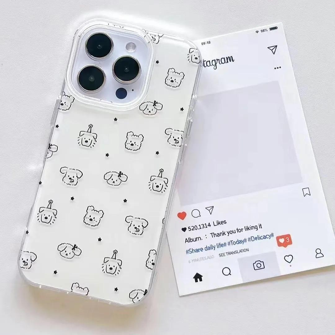 

INS Корейский Простой Белый Милый Линия Щенячий Чехол для Телефона для Xiaomi Redmi 15 14C 13 12 A3 A2 A1 10 9 8 K60 K40 Plus Ultra 4G 5G Чехол Redmi 15 5G