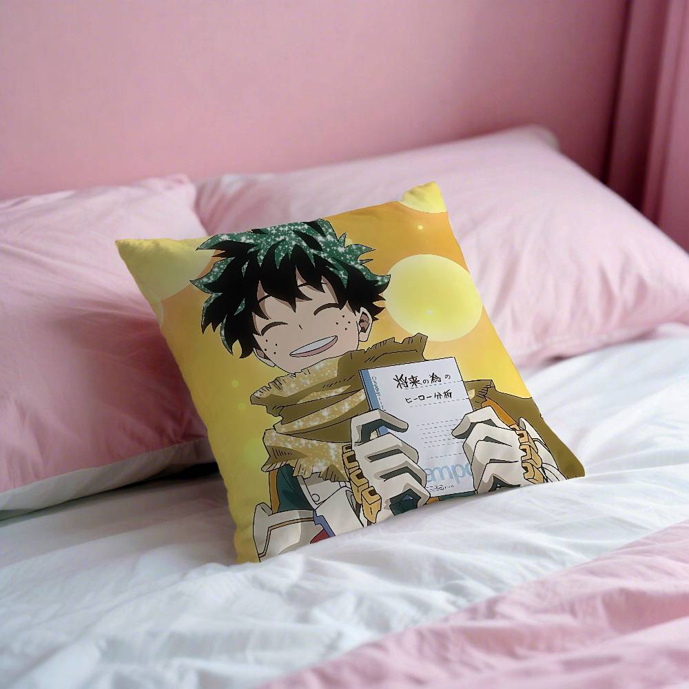 Anime Cute L-Izuku Midoriya Pillow Case Cushion Cover Soft Cute Throw Pillow Case For Car Sofa Pillowcase Polyester With Zipper