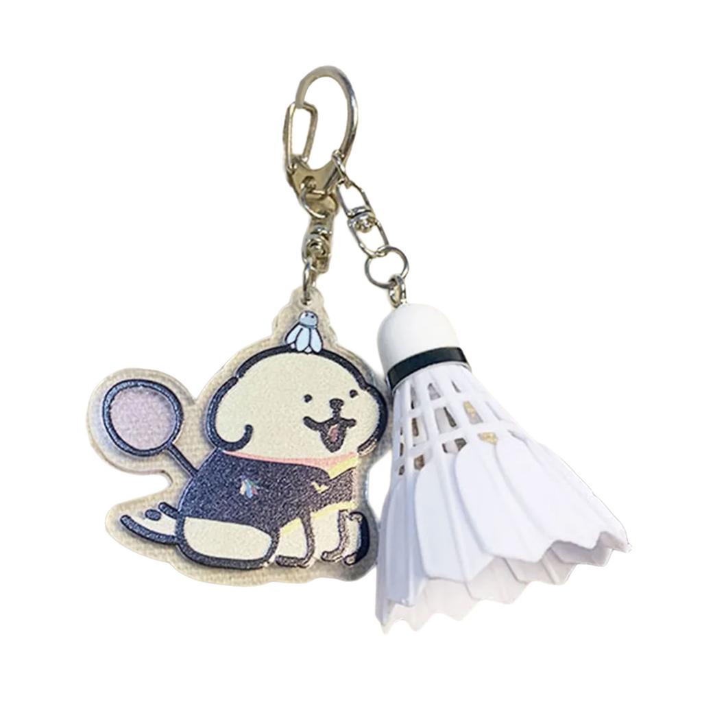 Chaveiro de Badminton de Cachorro de Desenho Animado Pingente de Bola de Badminton Pequeno Chaveiro Acrílico Anéis de Chave Presente para Amantes de Badminton Casais