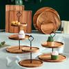 Wooden cake pan High foot Dessert plate Display stand Wooden tray Dim sum dish Bread plates Fruit plate Cake plates Glass cover