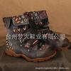 Outdoor casual jacquard women's shoes splicing short Martin boots ankle super comfortable flat women's boots