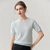 Lekasha 100% Pure Cashmere Round Neck Hollow Knit Short Sleeve T-Shirt