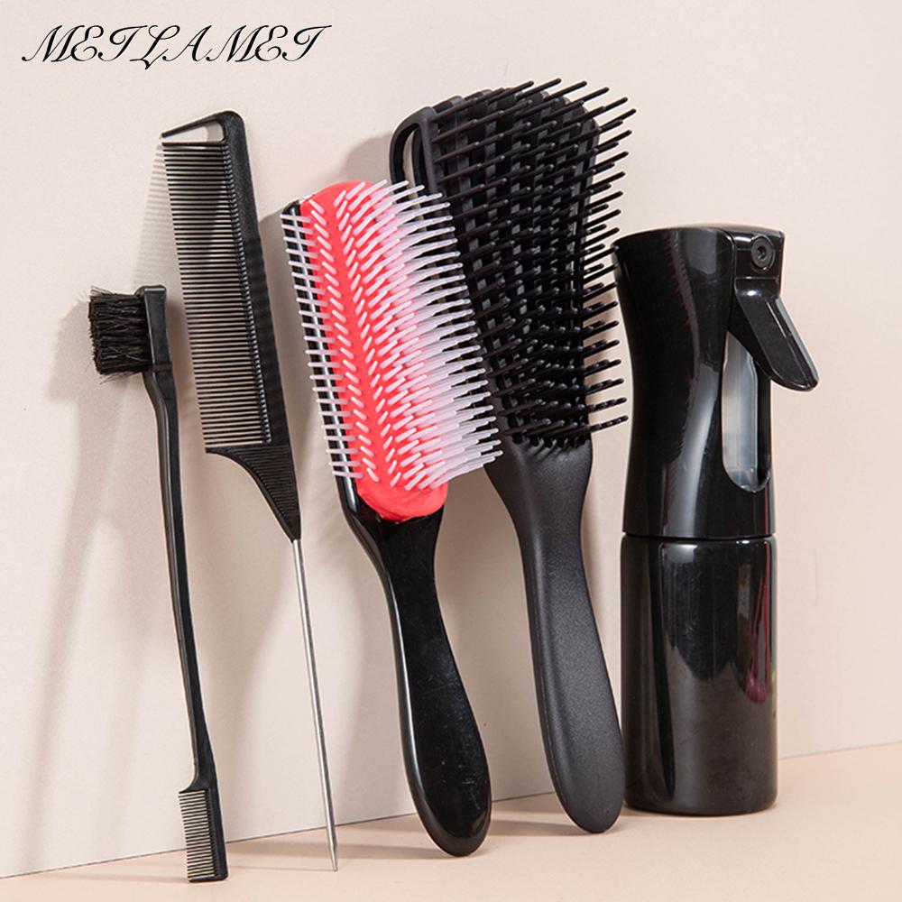

5pcs/set Detangling Hair Brush curly hair Bursh Calp Massage Brushes Easy To Clean Hairbrush Detangler Hair Care Styling Tools