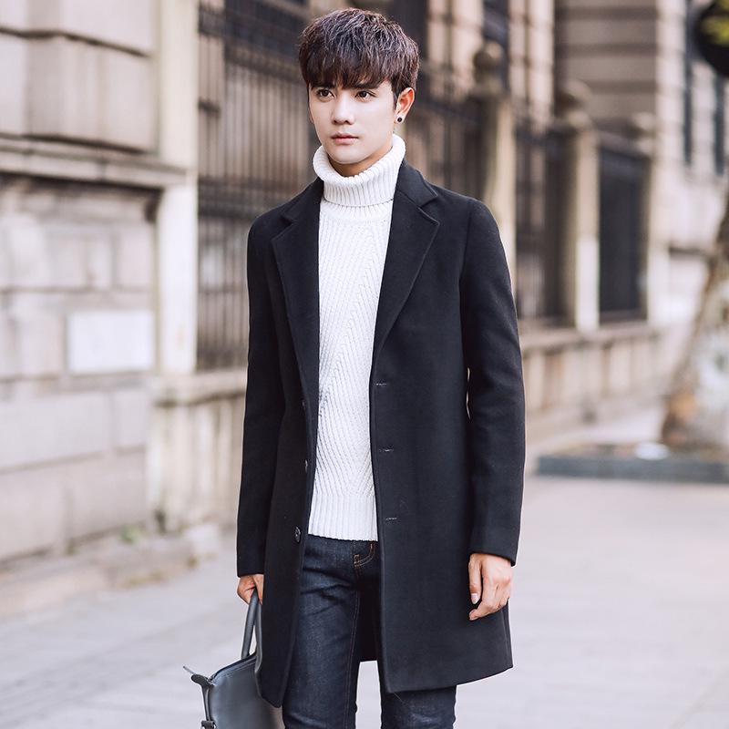 Men's Coat Korean Version Slim-fitting Medium and Long Trench Coat Casual Single-breasted Large-size Dragon and Phoenix Coat