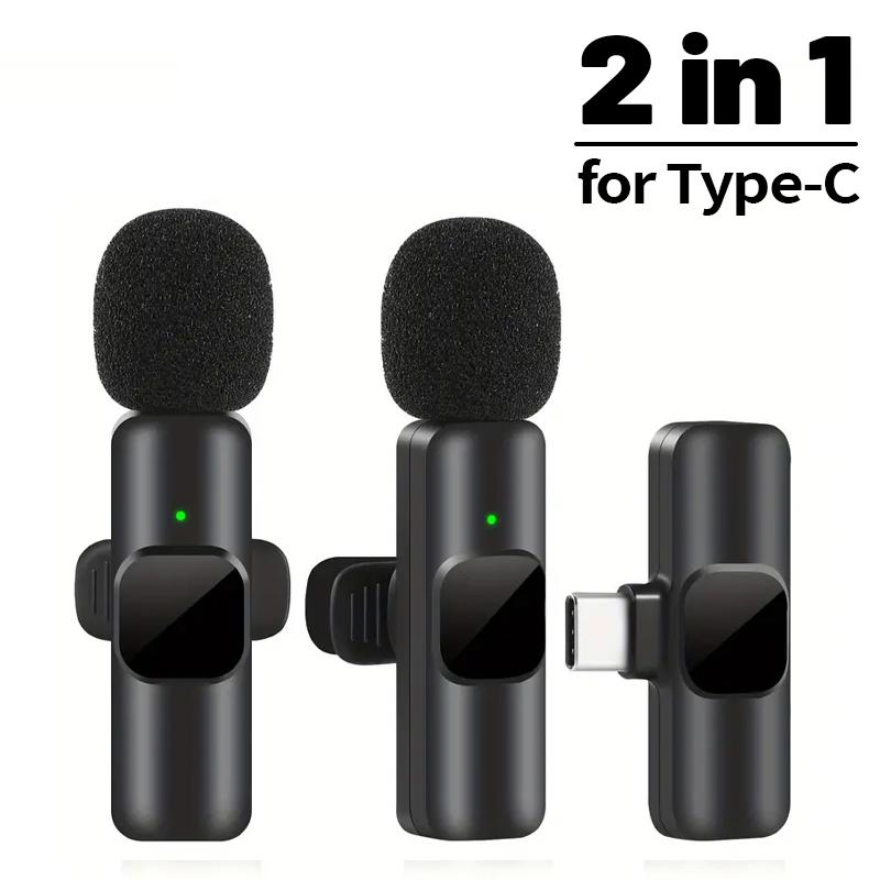 For iPhone Android Laptop Wireless Lavalier Microphone Audio Video Recording Mini Mic Live Gaming Mobile Phone Microphone