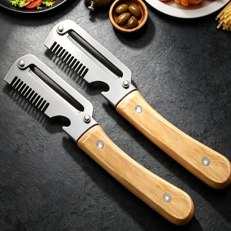 WXCOO Edelstahl Küchen Obstmesser Gemüse schäler 2-in-1 Flaschenöffner Obstschäler zum Schälen von Kartoffeln Kürbissen Schäler