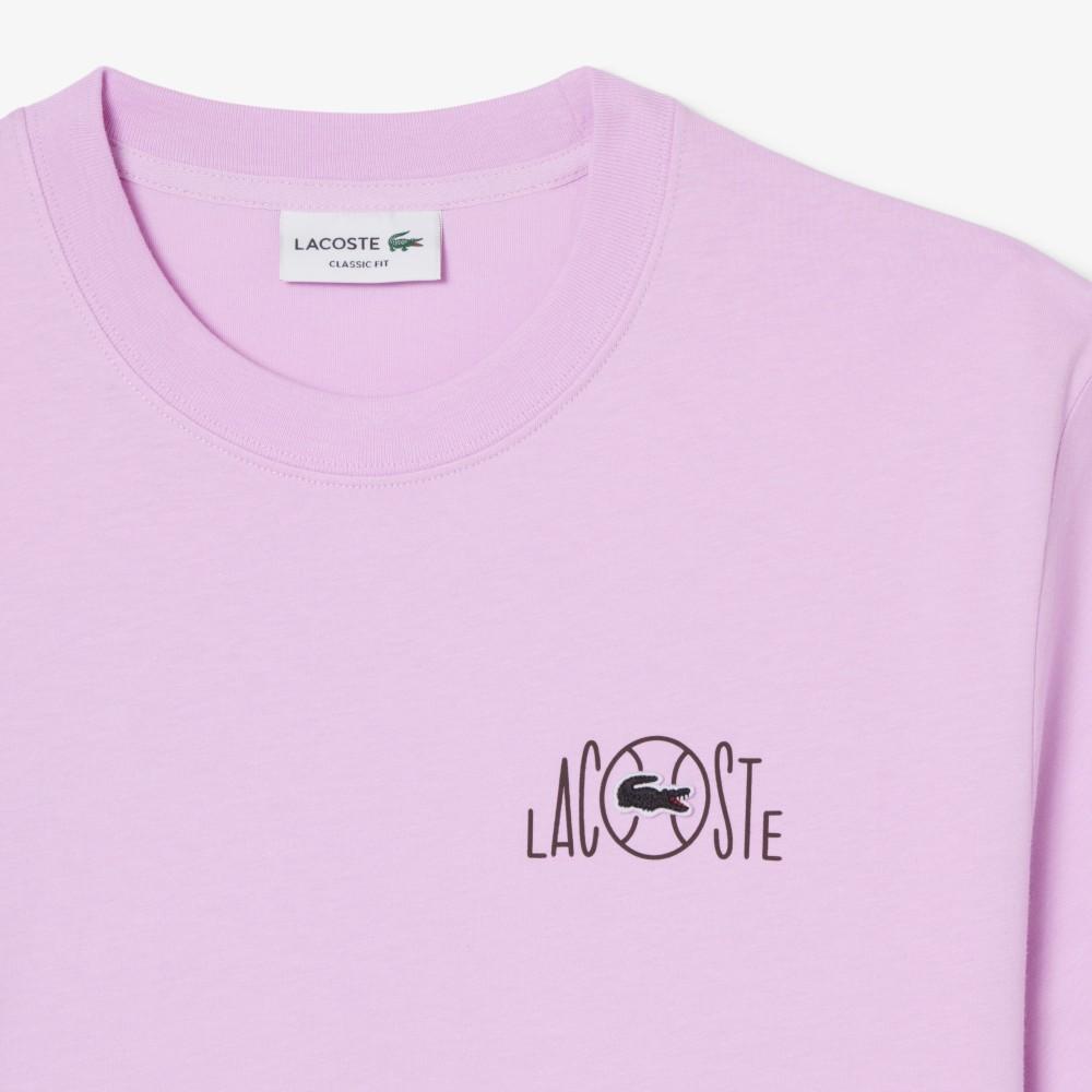 [lacoste] Men's Back Tennis Court Graphic Short Sleeve T-Shirt TH2197-56GZ4H