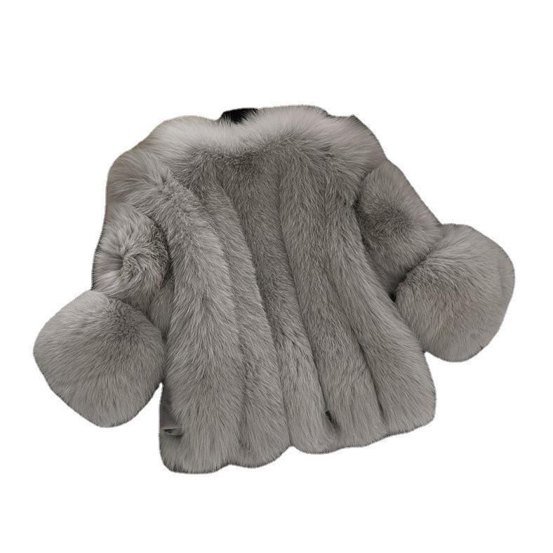 2025 European Women's Faux Fox Fur Patchwork Coat - Short, In Stock