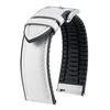 BINLUN Leather Watch Band with Inner Rubber, Breathable Hybrid Quick Release Watch Strap, Smartwatch Strap, Unisex (White, 20mm, Silver Buckle)