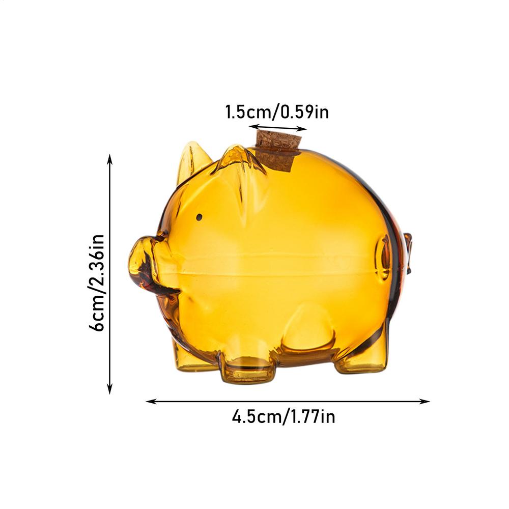 Glass Coin Bank Small Gold Bean Bank Swine Shape Decorative Saving Jar for Dressing Table Bookshelf Commemorative Coin Container