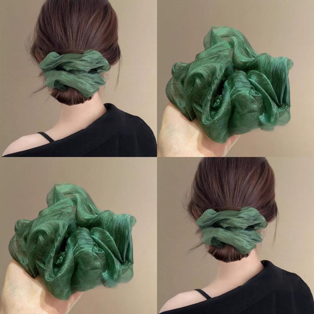 Retro Mesh Large Intestine Hair Band Women'S High-Grade Sensual Low Ponytail Flower Hair Rope High Elasticity Durable Hair Tie Rope